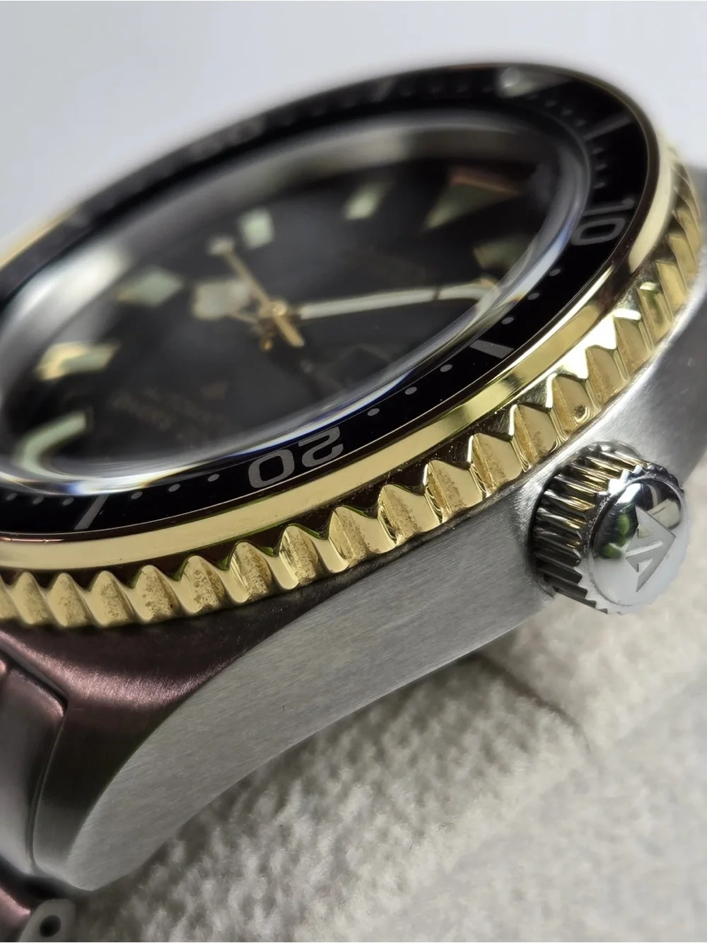 Citizen Black Dial Stainless Steel Diver Watch with Gold Accents